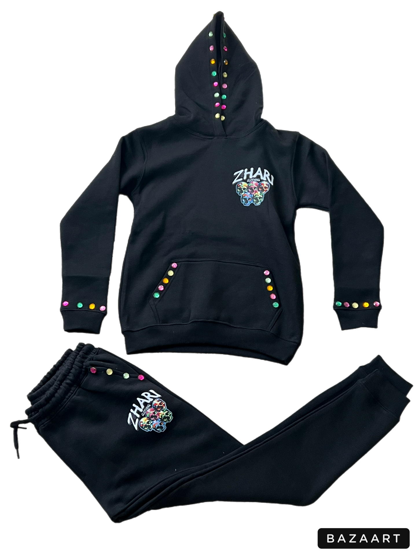 Zhari Kids Rhinestone Pullover set